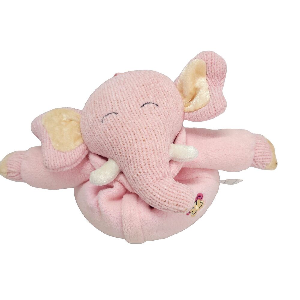 Vtg Carters Emu Namae Musical Crib Pull Elephant Plush 7" Toy Pink  Prestige